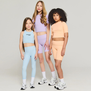 <b>Girls</b> Yoga Wear Set Light Green <b>Crop</b> Top <b>Leggings</b> High Elastic Spandex Polyester Sportswear Youth Activewear Athletic Clothing - Product Image 6