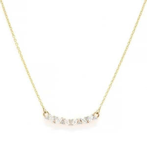 14K Solid Gold Diamond Bar Chain Necklace-VVS2 VS1 IGI Certified Natural Diamond Rose & White Gold Wedding Charm Pendant - Product Image 3