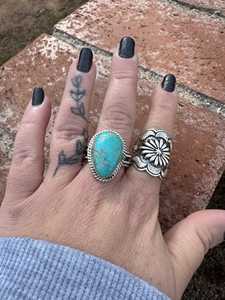 Handcrafted Teardrop Kingman <b>Turquoise</b> <b>Ring</b> Sterling Silver Boho Southwestern Statement Jewelry Artisan Gemstone Gift for Her - Product Image 5