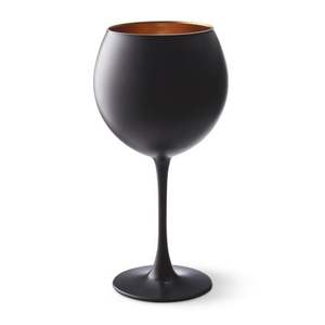 Copa de Vino de Metal Negro Mate de Lujo, Interior Plateado en Cobre, Copa Decorativa para Bodas, Centro de Mesa para Fiestas - Product Image 2