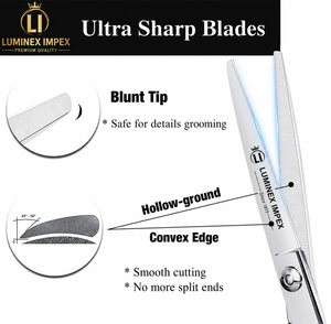 NYBL-55 5.5inch Straight <b>Left</b>-<b>handed</b> <b>Scissors</b> JAPAN 440C Sharp 58-59HRC Hardness Stainless Steel Handle Barber Shears Hair 28 - Product Image 2