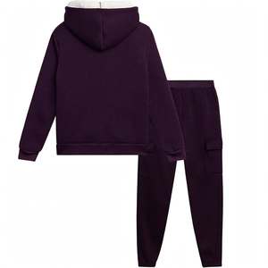SPINE CRAFT <b>Purple</b> Fleece Tracksuit Hooded Drawstring Sweatshirt Side Pockets Casual Winter Outfit Full Length Regular Fit 100% - Product Image 3
