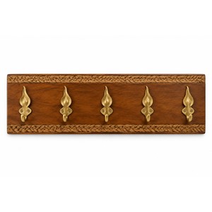Perchero de madera de mango hecho a mano con incrustaciones de latón y fibra de coco - Venta al por mayor en India - Product Image 1