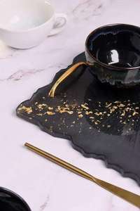 Bandeja de Resina Epoxi de Lujo, Tamaño Personalizado, Hermosas Asas de Metal Dorado, Diseño Moderno, Apta para Lavavajillas, Plegable, para Servir Alimentos - Product Image 5