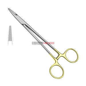 Porte-aiguille droit 7 pouces à pointe TC en carbure de tungstène, en acier inoxydable chirurgical, réutilisable, pour suture de précision manuelle, certifié CE - Product Image 1