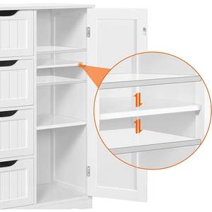 Mobile da bagno in stile Free Standing a 4 cassetti bianco con 3 ripiani per mobili da armadio - Product Image 5