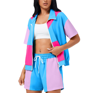 Conjunto Deportivo de Moda para Mujer, Chaqueta Corta y Pantalones Cortos, Traje de Dos Piezas Personalizado para Correr y Hacer Ejercicio - Product Image 2