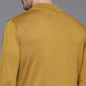 Suéter de Punto para Hombre, Color Amarillo Mostaza, 100% Cachemira, Manga Larga, Color Sólido, para Otoño - Product Image 2