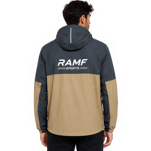 2026 Custom <b>Men</b> Black 1/4-Zip Bomber Jacket With Hood 100% Polyester <b>Pullover</b> Windbreaker Jacket - Product Image 2