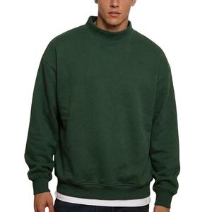 Sudadera de cuello alto para hombre, verde oscuro, personalizada, de corte holgado, manga larga, color liso, informal - Product Image 1