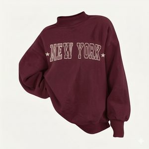 Sudadera de invierno oversize para mujer con cuello simulado, estilo urbano, 100% algodón, estampado frontal personalizado, venta al por mayor de fábrica - Product Image 6