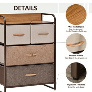 Cassettiera a 4 Scomparti Multicolore con Struttura in Metallo, Organizer per Camera da Letto - Product Image 6