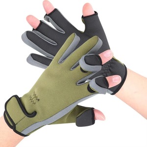 Leather Fingerless Fishing <b>Gloves</b> Non-Slip Hook Loop Closure Sun Protection Touchscreen Compatible All Seasons Outdoor Use for - Product Image 1