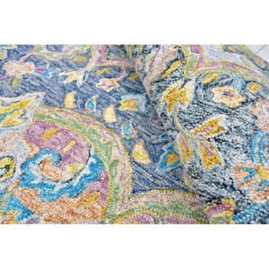 Tapis d'intérieur floral coloré tufté à la main, bleu multicolore, style persan traditionnel, pour les intérieurs modernes - Product Image 4