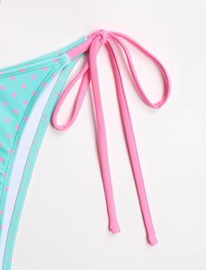 Ensemble de bikini double couche pour femmes, à pois, avec bretelles halter, vêtements de plage, OEM, sur mesure, en gros - Product Image 3