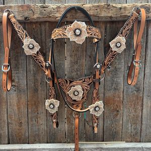 2026 New Beautiful Western Saddle Horse Tack Set Headstall <b>Breast</b> <b>Plate</b> Genuine Leather Handmade Lightweight Seasonal Horse - Product Image 1