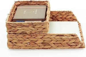 Panier de rangement tressé en jacinthe d'eau pour table ou bureau, fait main, écologique, vente en gros, fabriqué au Vietnam - Product Image 2