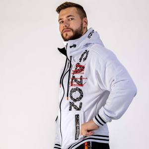 French Terry Cotton Super Heavy Material Men's Street wear Hoodie Screen Printing Distressed <b>White</b> Hoodie - Product Image 3