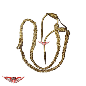 Aiguillette Trenzada Dorada Roja con Etiquetas Doradas, Aiguillette General con Punta Metálica - Product Image 5