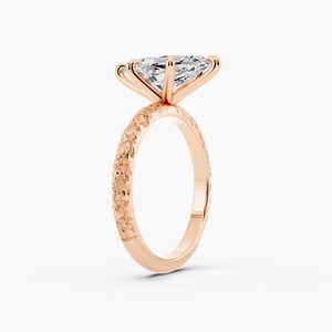 Anillo de Compromiso Solitario con Diamante Cultivado en Laboratorio de 3 Quilates, Corte Marquesa, Grabado Floral Vintage, Oro de 14K - Product Image 2