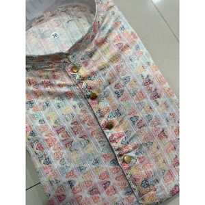 FANCY JACQUARD SEDA IMPRESIÓN DIGITAL TRABAJO KURTA CON PAYJAMA MULTI - Product Image 2