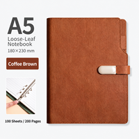 Carnet de notes professionnel à feuilles mobiles avec logo personnalisé, en cuir PU, avec porte-stylo, papeterie de bureau, agenda