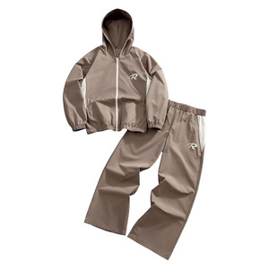Men's Tracksuit <b>Set</b> Two Piece Outfits Zip Up Hooded Jacket and Pants Sports Streetwear - Product Image 1