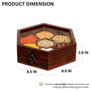 Boîte à épices carrée en bois tendance avec cuillère, écologique, lavable au lave-vaisselle, boîte à épices pour la cuisine, couvercle décoratif, organisateur, 7 compartiments - Product Image 5