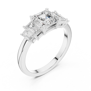 แหวนทองคำขาว 14K แท้ ราคาส่งจากโรงงาน ประดับเพชรทรง Asscher และทรง Emerald Cut เพาะเลี้ยงในห้องปฏิบัติการ สำหรับผู้หญิง - Product Image 4