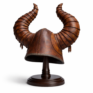 Casco Vikingo de Cuero Hecho a Mano, Casco de Armadura Vikinga Medieval para Cosplay, LARP y Decoración para Uso en Exteriores - Product Image 1