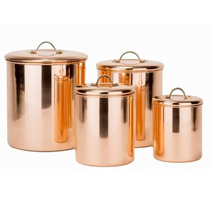 Hammered Copper Kitchen Canisters Set with Lid, Airtight Storage <b>Jars</b> for Coffee Tea Sugar, Handmade Decorative Copperware - Product Image 2