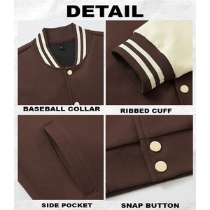 เสื้อแจ็คเก็ตวาร์ซิตี้สีน้ำตาลสำหรับผู้ชาย แขนเสื้อติดกระดุม ด้านหน้าแบบลำลอง สำหรับฤดูใบไม้ร่วง กันลม ผลิตจากผ้าแคนวาส โพลีเอสเตอร์ และผ้าฝ้ายผสม ทรงปกติ คอตั้ง - Product Image 5