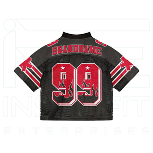 เสื้อยืดตาข่ายสไตล์ยุค 90 ทรงหลวม คอวี เสื้อยืดฤดูร้อน เสื้อกีฬาแบบสั่งทำ เสื้อฟุตบอลวินเทจ เสื้อยืดผู้ชาย Y2K ทรงโอเวอร์ไซส์ ลายกราฟิก - Product Image 2