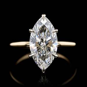 Bijoux de luxe, marque privée, platine 950, diamant de laboratoire, bague solitaire marquise, vintage, certifiée IGI, halo pavé caché - Product Image 3