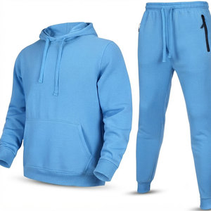 Conjunto deportivo de hombre en tejido de algodón suave tipo felpa, ideal para caminar, trotar, correr, uso en interiores y exteriores, con sudadera con capucha y pantalones. - Product Image 1
