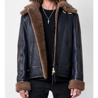 Blouson d'hiver en fausse fourrure pour homme, Style Vintage en peau de mouton Sherpa, B-3
