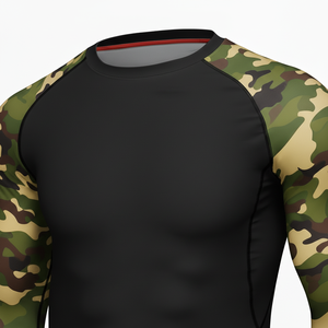 Men Custom Logo Quick Dry Long Sleeve Compression Shirts UV Sun Protection polyester Rash Guard for Diving Jiu Jitsu Training - Product Image 4