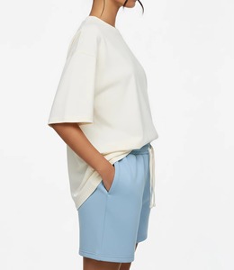 Conjunto Deportivo Casual de Dos Piezas para Mujer, Sudadera y Pantalones Cortos Bordados Personalizados con Logotipo Personalizado - Product Image 6