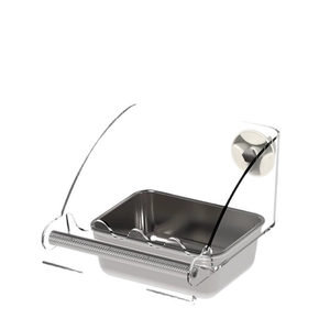 Comedero para Pájaros con Percha para Moler, Tazón de Acero Inoxidable Antisalpicaduras, Dispensador de Comida y Agua para Jaula, Sin Desorden, para Periquitos y Ninfas - Product Image 1