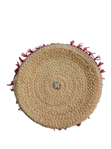 Sac rond en jute naturel, sac fourre-tout écologique fait à la main pour le shopping - Product Image 6