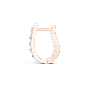 Pendientes de Aro Huggie de Oro Rosa de 18K con Diamantes Cultivados en Laboratorio de Corte Brillante Redondo de Varias Hileras, 0.54ct, Diseño Moderno y de Tendencia para Mujer - Product Image 3