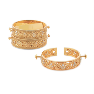 Ensemble de bracelets à visser en zircon plaqué or 18 carats - Bracelets ouvrables ethniques tendance - Product Image 3