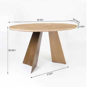 Luxury Dining <b>Table</b> With Marble Top Spacesave Dining <b>Table</b> Oval Top - Product Image 5