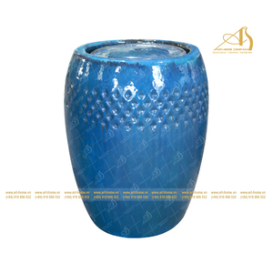 Fontaine décorative en céramique légère, fabriquée à la main au Vietnam (WF016H61), pour jardin et extérieur, décoration artistique paysagère, diamètre 61 cm - Product Image 1