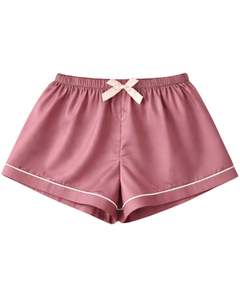 Conjunto de Pijama de Satén Rosa Polvoriento Personalizado para Mujer, Manga Corta, con Botones, Estilo Seda, Dos Piezas, Ropa de Dormir, Conjunto de Pantalones Cortos para Descansar - Product Image 4