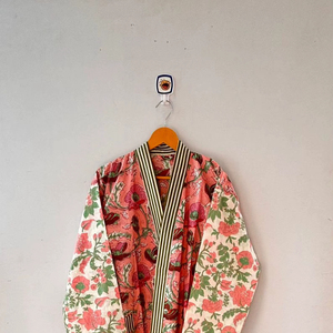 Elegant Cotton Gown Best Selling Custom Size Japan Style Print <b>Boho</b> Vintage Quilted Kimono Handcrafted <b>Long</b> Kimono Printed - Product Image 1