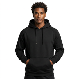 Sweat-shirt à capuche noir pour homme, coupe classique, couleur unie, en molleton français, décontracté, avec poche - Product Image 6