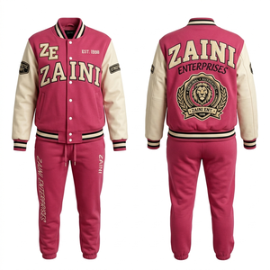 ชุดวอร์ม ZAINI พรีเมียม 320 กรัม ผ้าฟลีซโพลีเอสเตอร์/คอตตอน ระบายอากาศ แห้งเร็ว สำหรับทุกเพศ สีชมพู สำหรับชุดวอร์มแบบมีแถบสี  สามารถสั่งทำได้ - Product Image 1