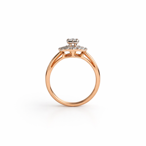 Namivaa 14K Rose Gold Cut Diamond Halo <b>Ring</b> Women Elegant <b>Split</b> Shank Engagement Wedding Fine Jewelry High Polish Finish Micro - Product Image 4