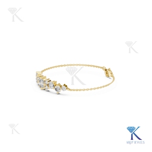 Elegant Diamond Cluster Chain Bracelet 14K <b>Solid</b> <b>Gold</b> Fine Unisex Luxury Jewelry Party Gift - Product Image 4